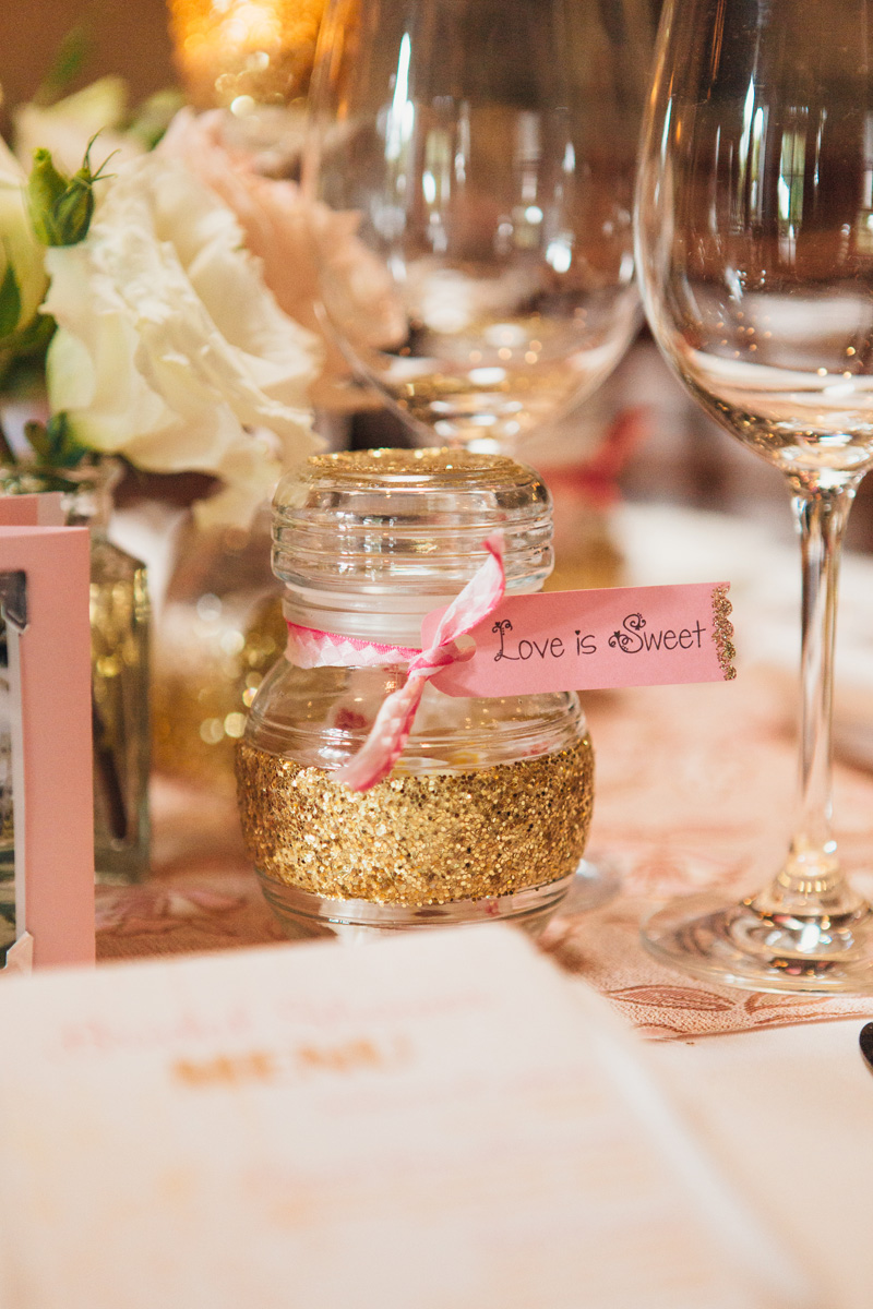 Pink and Gold Glitter Bridal Shower Guest Favor | The Majestic Vision Wedding Planning | Cafe Chardonnay in Palm Beach, FL | www.themajesticvision.com | Robert Madrid Photography
