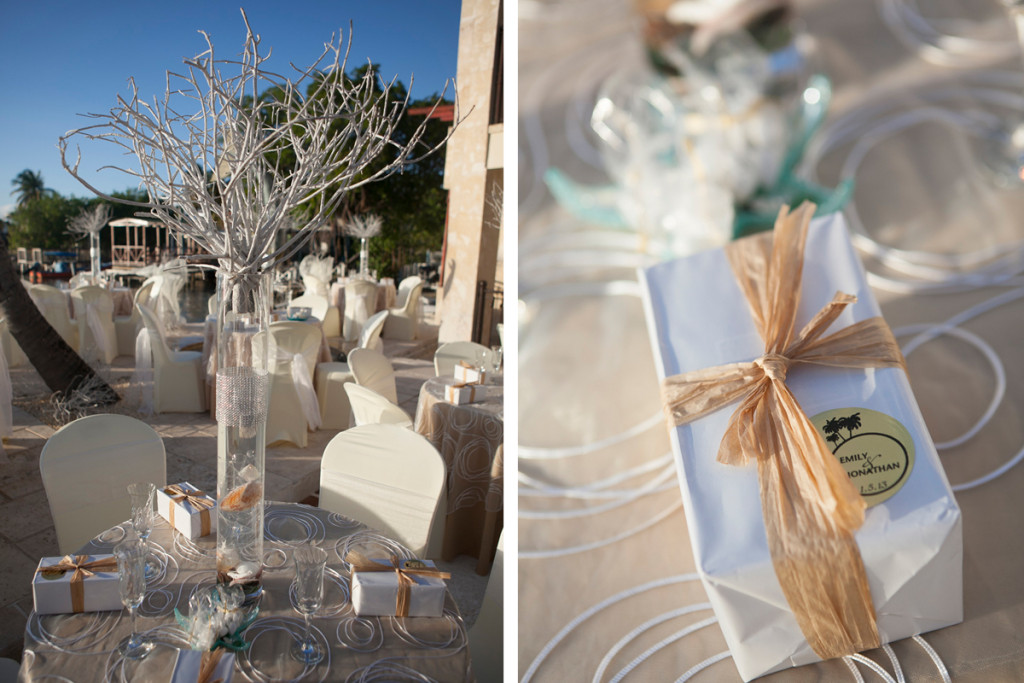 Elegant Waterfront Wedding Reception with Seashell Centerpieces | The Majestic Vision Wedding Planning | Villas Mar Azure in Ponce, PR | www.themajesticvision.com | Shay Cochrane Photography