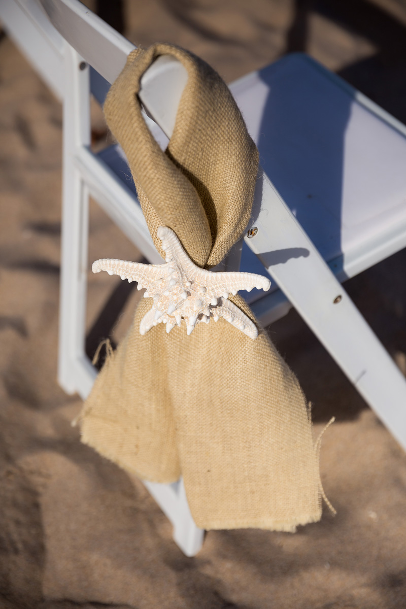 Starfish and Burlap Beach Ceremony Aisle Decor | The Majestic Vision Wedding Planning | Palm Beach Shores Community Center in Palm Beach, FL | www.themajesticvision.com | Chris Kruger Photography