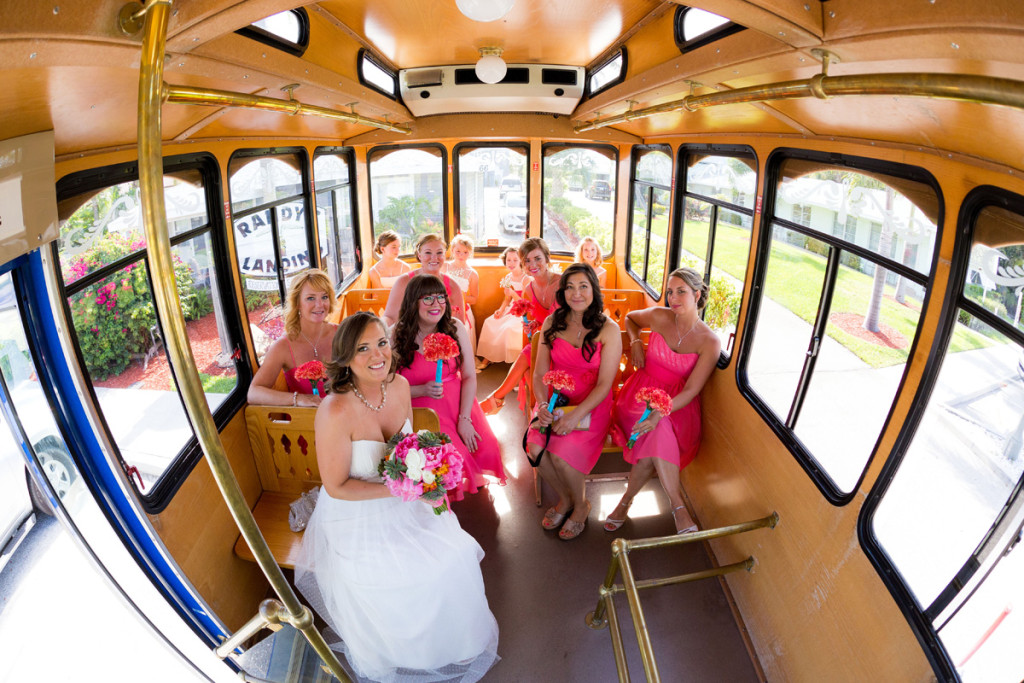 Classic Blue Trolley for the Bridal Party | The Majestic Vision Wedding Planning | Palm Beach Shores Community Center in Palm Beach, FL | www.themajesticvision.com | Chris Kruger Photography