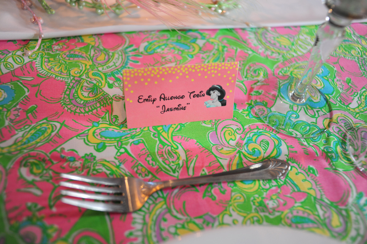 Pink and Green Disney Side Party Place Card | The Majestic Vision Wedding Planning | Palm Beach, FL | www.themajesticvision.com | Emily Allongo Photography