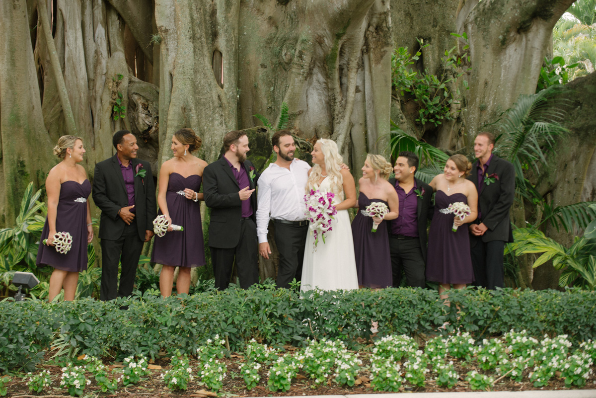 Elegant Bridal Party Portrait Under Banyan Tree | The Majestic Vision Wedding Planning | The Addison Boca in Palm Beach, FL | www.themajesticvision.com | Starfish Studios