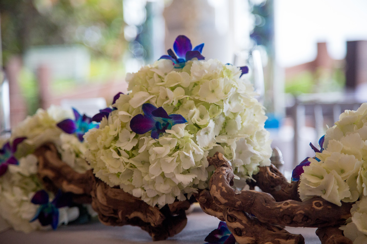 Elegant Blue and White Orchid Centerpiece | The Majestic Vision Wedding Planning | Hilton Singer Island in Palm Beach, FL | www.themajesticvision.com | Michael Sterling Photography