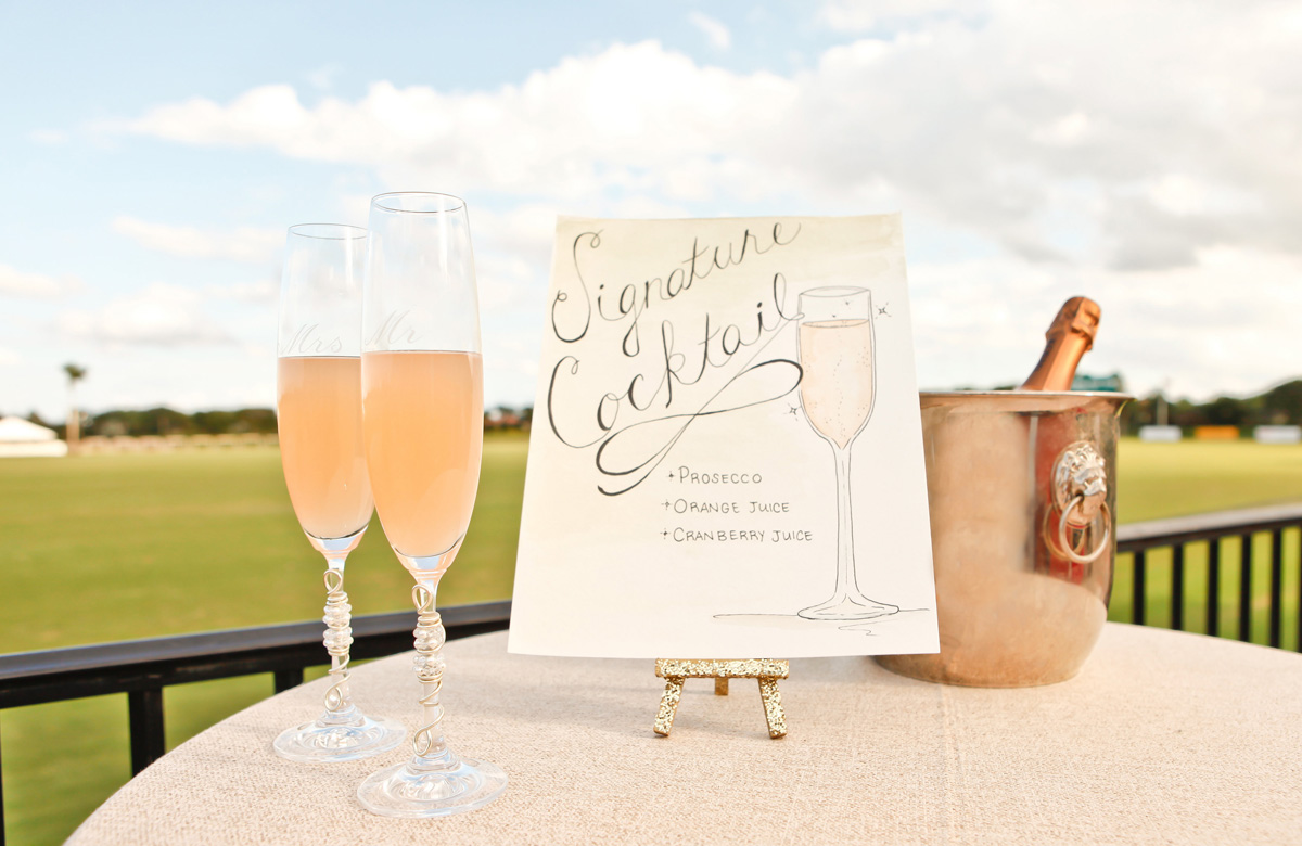 Elegant Prosecco Signature Drink | The Majestic Vision Wedding Planning | International Polo Club in Palm Beach, FL | www.themajesticvision.com | Krystal Zaskey Photography