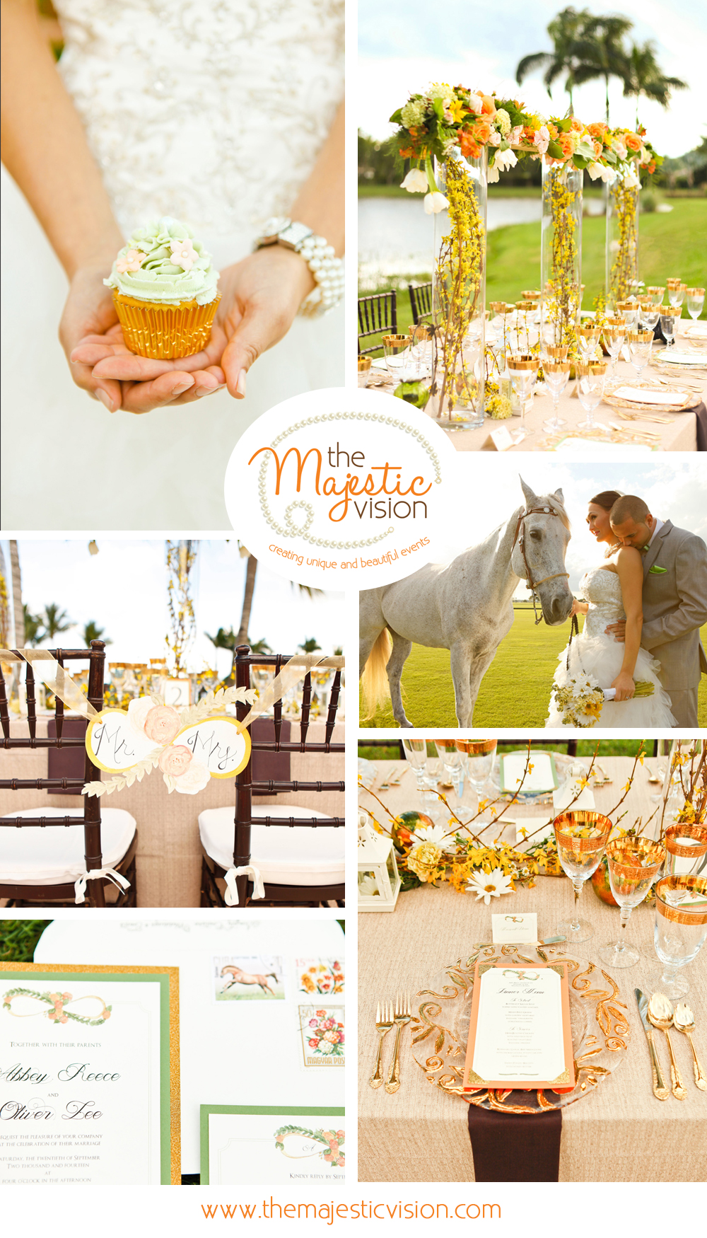 Elegant Orange and Gold Polo Club Wedding | The Majestic Vision Wedding Planning | International Polo Club in Palm Beach, FL | www.themajesticvision.com | Krystal Zaskey Photography