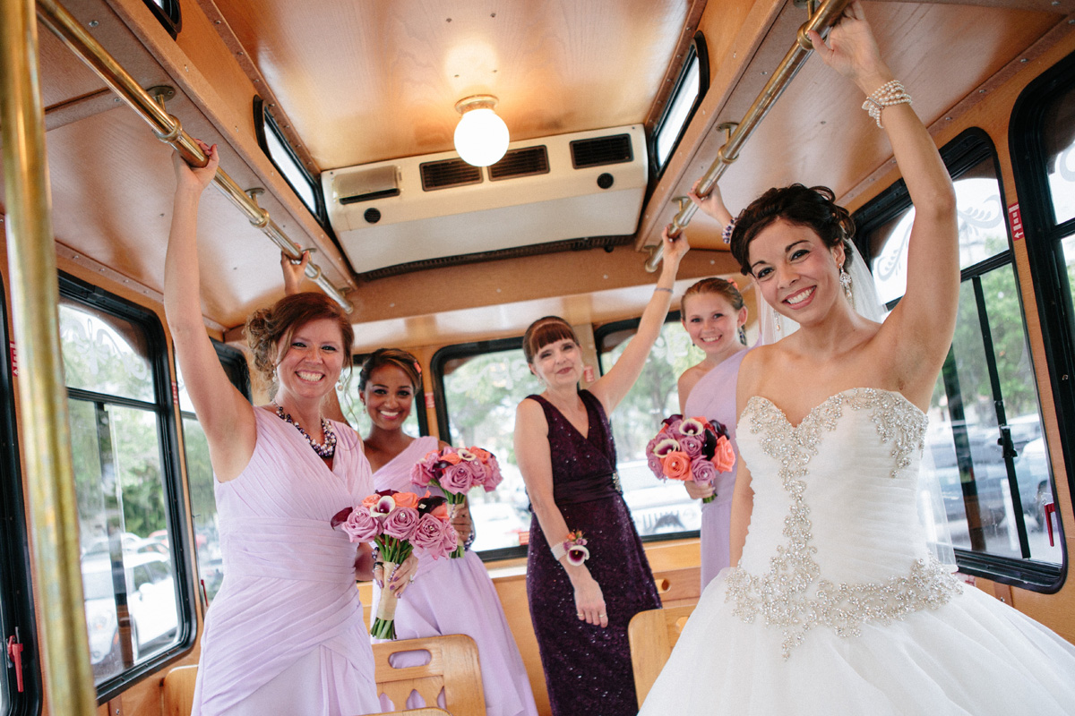 Elegant Bridal Party in Trolley | The Majestic Vision Wedding Planning | Sailfish Marina in Palm Beach, FL | www.themajesticvision.com | Robert Madrid Photography