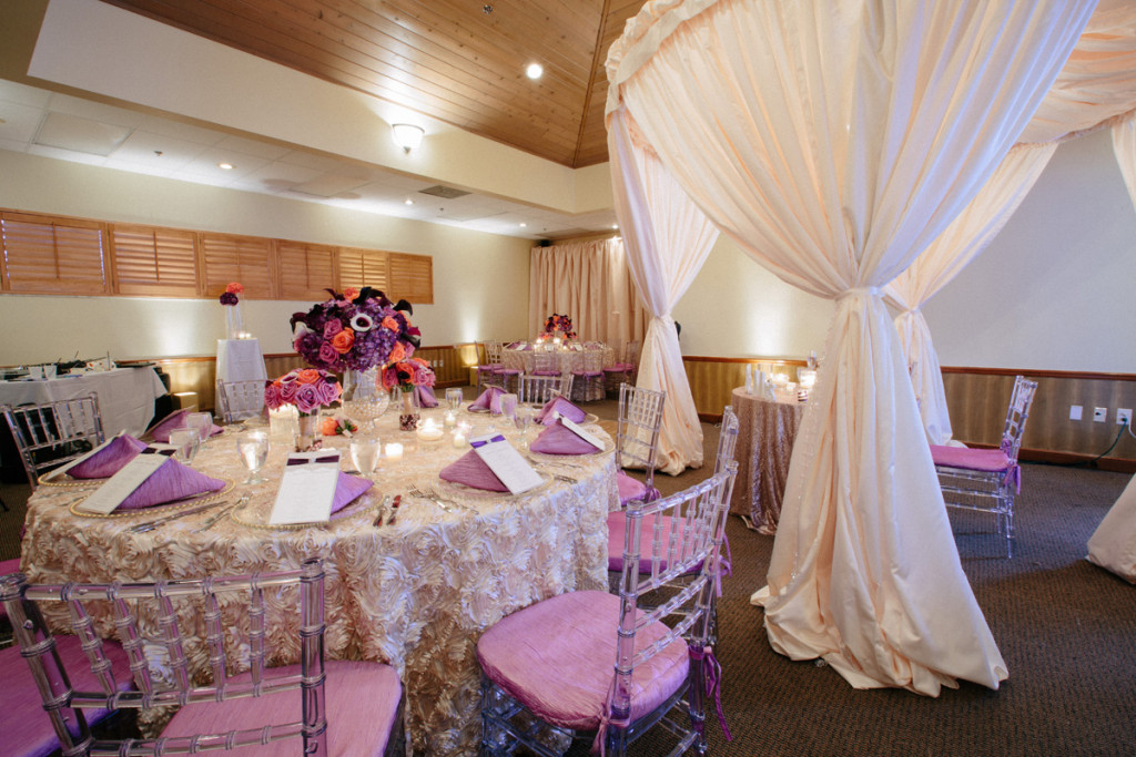 Elegant Purple, Coral and Cream Wedding Reception | The Majestic Vision Wedding Planning | Sailfish Marina in Palm Beach, FL | www.themajesticvision.com | Robert Madrid Photography