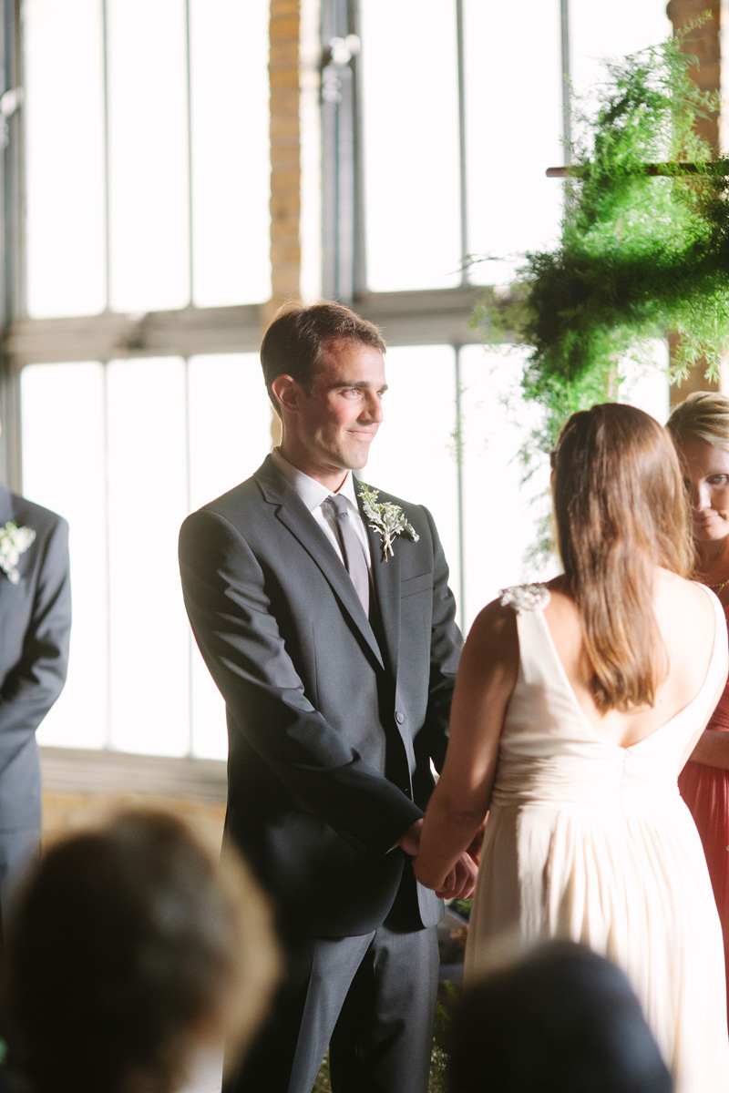 Elegant Wedding Ceremony with Garland Arch and Baby's Breath | The Majestic Vision Wedding Planning | Pritzlaff Building in Milwaukee, WI | www.themajesticvision.com | Lisa Mathewson Photography