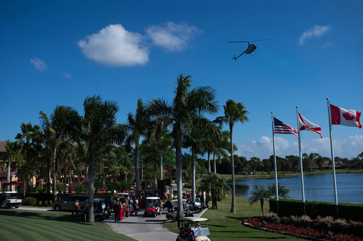 Groom Baraat Entrance via Helicopter | The Majestic Vision Wedding Planning | PGA National in Palm Beach, FL | www.themajesticvision.com | Haring Photography