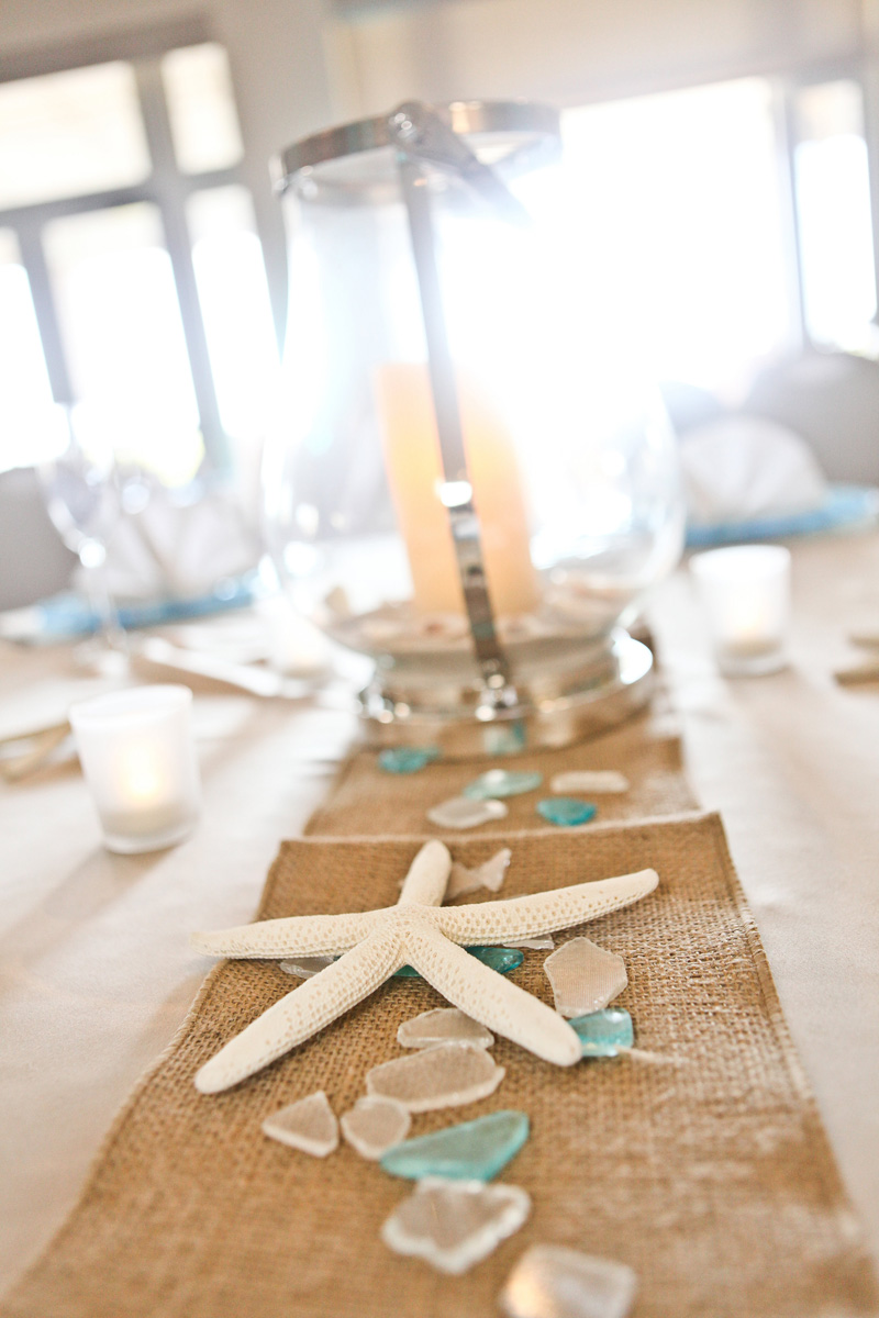 Elegant Centerpiece with Lantern, Starfish and Seaglass | The Majestic Vision Wedding Planning | Palm Beach Shores in Palm Beach, FL | www.themajesticvision.com | Krystal Zaskey Photography