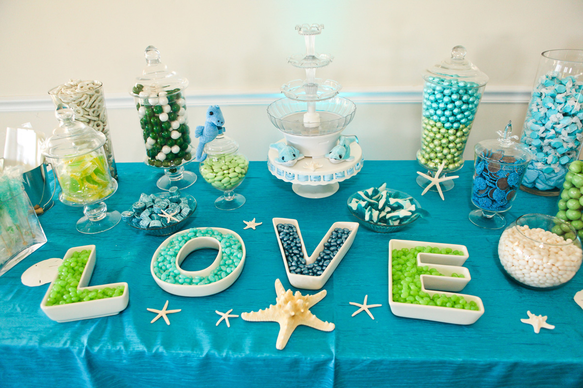 Whimsical Blue and Green Dessert Display | The Majestic Vision Wedding Planning | Palm Beach Shores in Palm Beach, FL | www.themajesticvision.com | Krystal Zaskey Photography