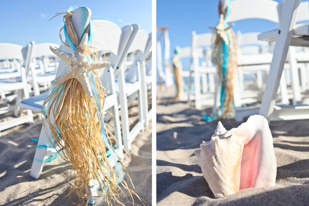 Elegant Starfish and Conch Shell Aisle Markers for Beach Ceremony | The Majestic Vision Wedding Planning | Palm Beach Shores in Palm Beach, FL | www.themajesticvision.com | Krystal Zaskey Photography