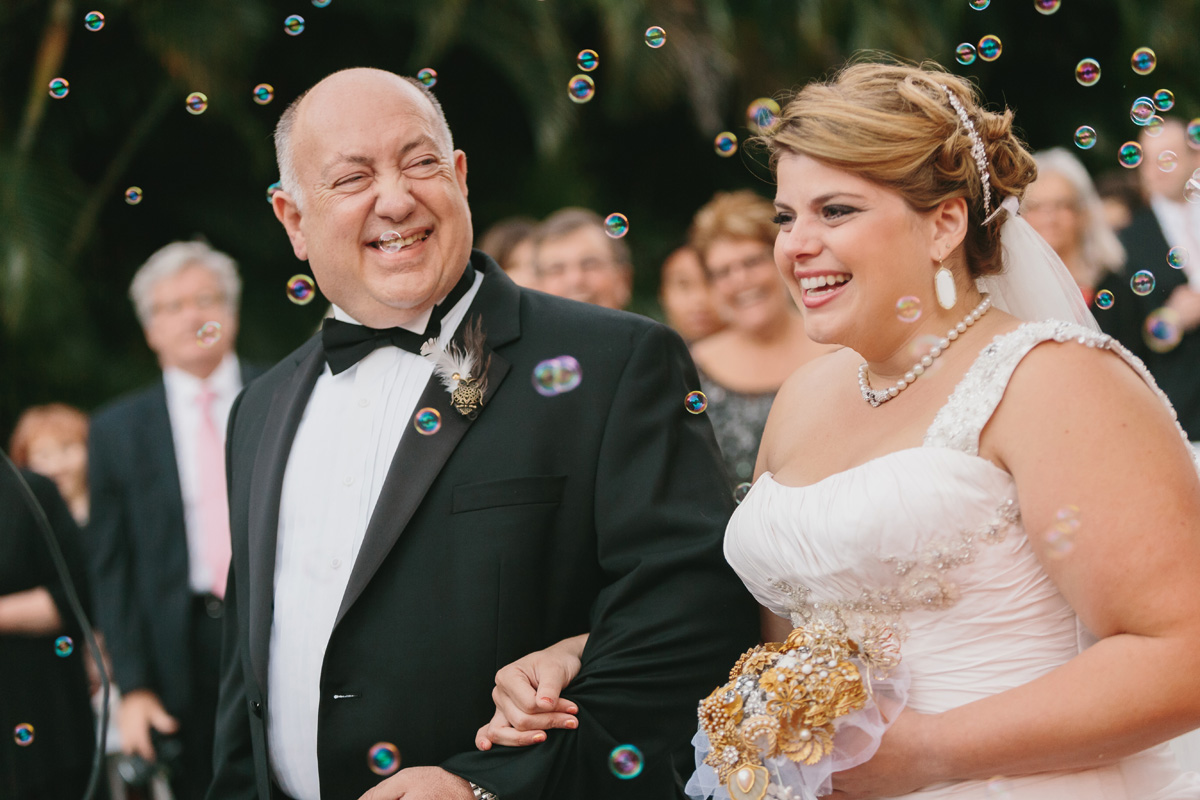 Joyous Father Daughter Portrait with Bubbles | The Majestic Vision Wedding Planning | Palm Beach Zoo in Palm Beach, FL | www.themajesticvision.com | Robert Madrid Photography