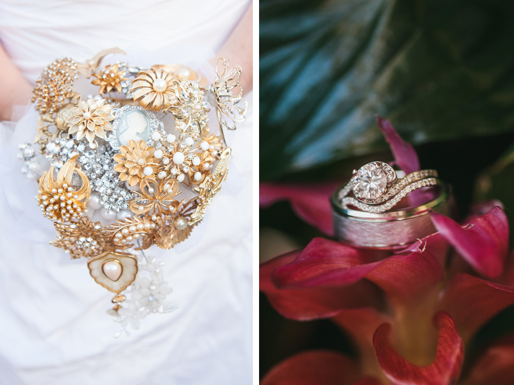 Stunning Brooch Bouquet and Wedding Rings | The Majestic Vision Wedding Planning | Palm Beach Zoo in Palm Beach, FL | www.themajesticvision.com | Robert Madrid Photography