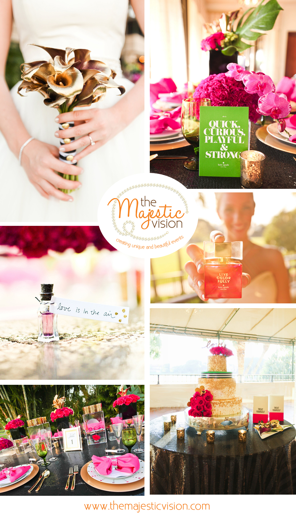 Modern and Elegant Kate Spade Inspired Pink, Gold and Black Glitter Wedding | The Majestic Vision Wedding Planning | Breakers West in Palm Beach, FL | www.themajesticvision.com | Krystal Zaskey Photography