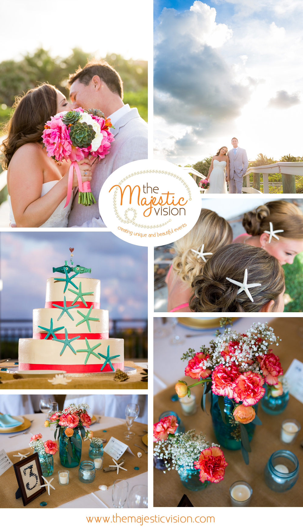 Rustic Coral and Burlap Beach Wedding | The Majestic Vision Wedding Planning | Palm Beach Shores Community Center in Palm Beach, FL | www.themajesticvision.com | Chris Kruger Photography
