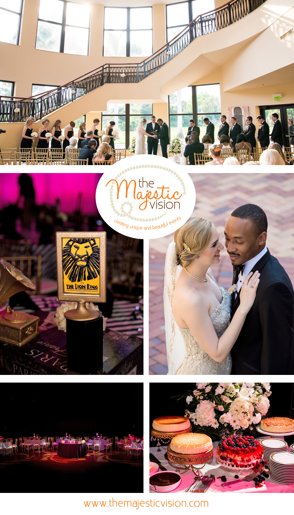 Elegant Broadway Theme Wedding Reception | The Majestic Vision Wedding Planning | The Borland Center in Palm Beach, FL | www.themajesticvision.com | Enduring Impressions Photography