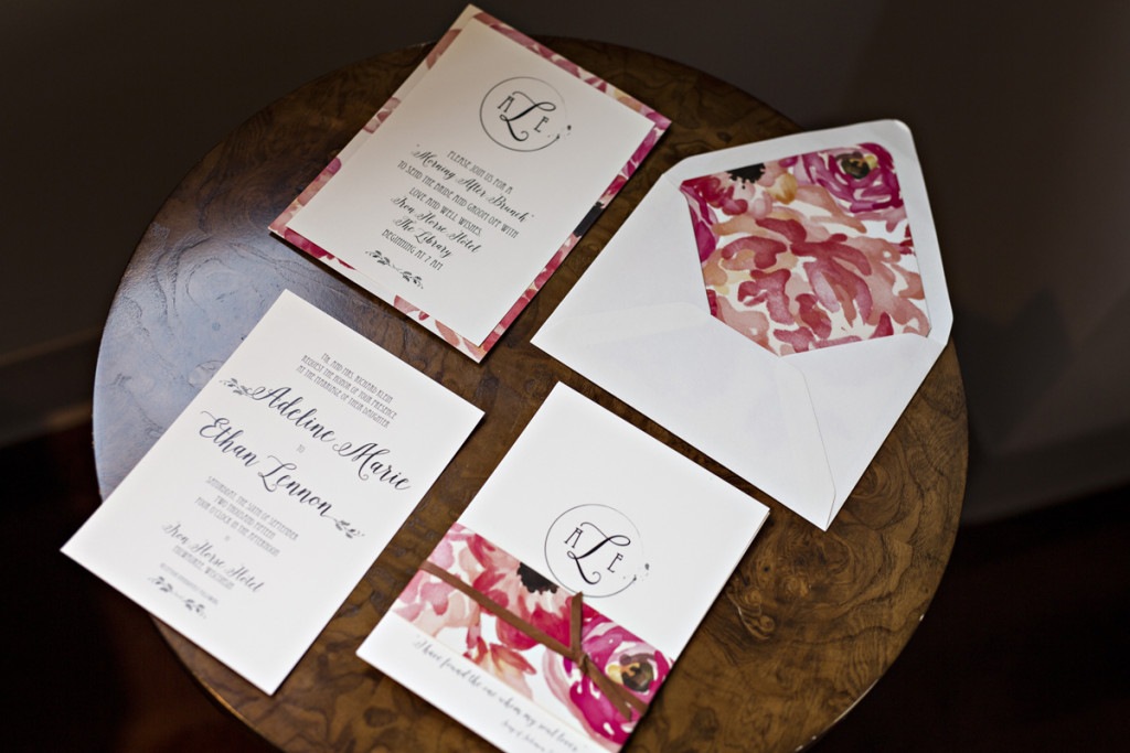 Romantic Floral and Leather Wedding Invitation Suite | The Majestic Vision Wedding Planning | Iron Horse Hotel in Milwaukee, WI | www.themajesticvision.com | Shannon Wucherer Photography