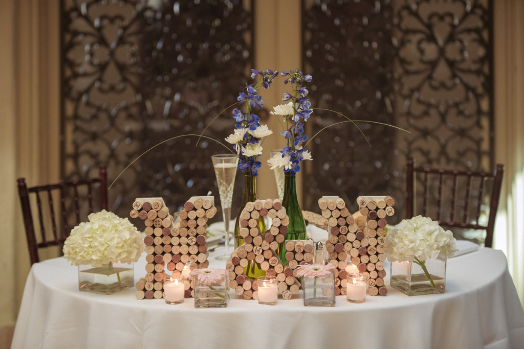 Sweetheart Table with Wine Cork Initials for Wine Themed Wedding | The Majestic Vision Wedding Planning | The Addison Boca Raton in Boca Raton, FL | www.themajesticvision.com | Robert Madrid Photography
