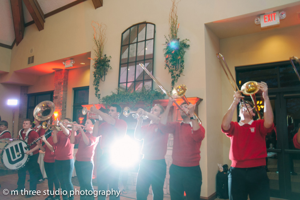 University of Wisconsin Marching Band at Rose Quartz and Serenity Blue Wedding | The Majestic Vision Wedding Planning | Legend of Brandybrook in Milwaukee, WI | www.themajesticvision.com | M Three Studio