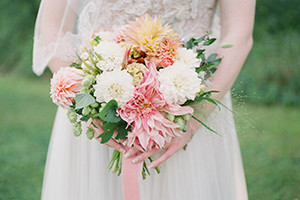 Summer Bouquet at Romantic Mint and Serenity Blue Farm Wedding | The Majestic Vision Wedding Planning | Private Residence in Milwaukee, WI | www.themajesticvision.com | Elizabeth Haase Photography