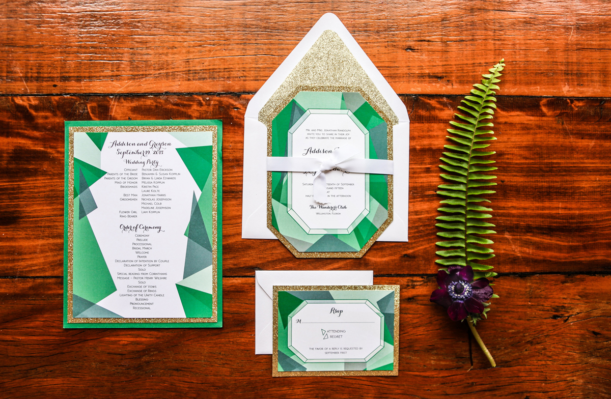 Gemstone Invitation Suite for Whimsical Emerald and Amethyst Wedding | The Majestic Vision Wedding Planning | The Wanderers Club in Wellington, FL | www.themajesticvision.com | Krystal Zaskey Photography