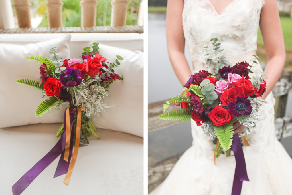 Rose and Poppy Bouquet for Whimsical Emerald and Amethyst Wedding | The Majestic Vision Wedding Planning | The Wanderers Club in Wellington, FL | www.themajesticvision.com | Krystal Zaskey Photography