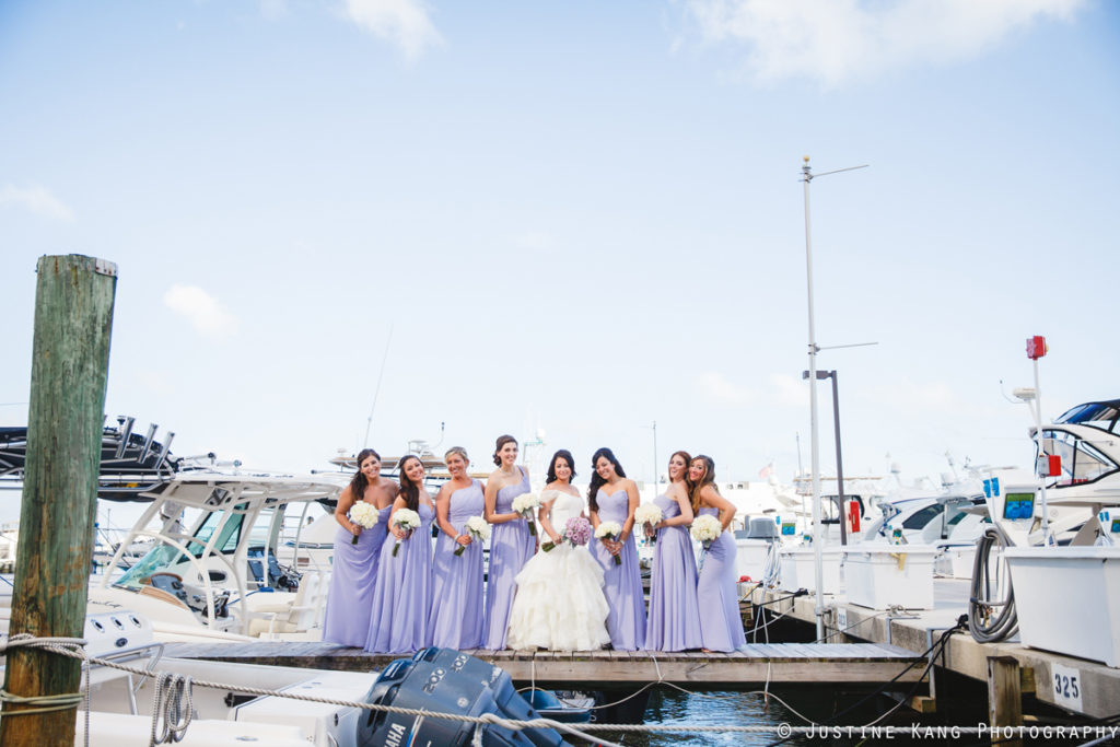 Bridesmaids in Purples Dresses at Modern Black Tie Wedding | The Majestic Vision Palm Beach Wedding Planning | Briza on the Bay in Miami, FL | www.themajesticvision.com | Justine Kang Photography